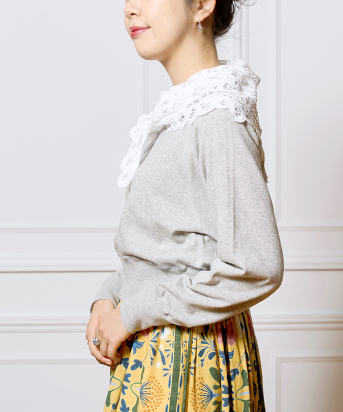 IENA LA BOUCLE(イエナラブークル)の「IENA LA BOUCLE ガーゼ裏毛プルオーバー(Tシャツ/カットソー・レディース・チャコールグレー/ホワイト・FREE)」の6枚目の写真