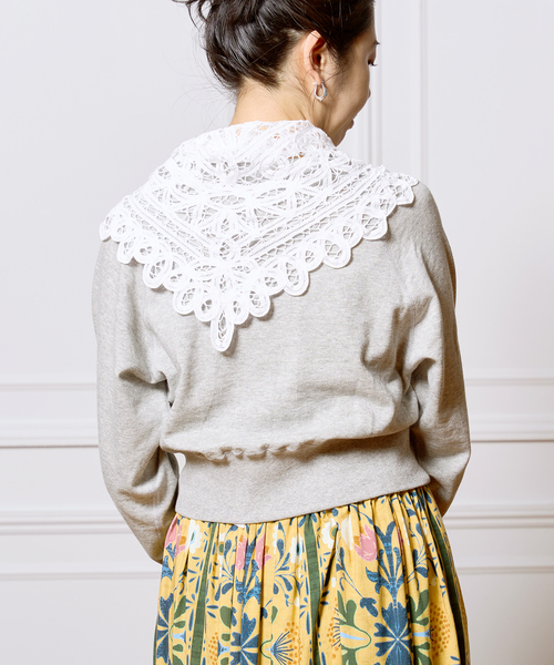 IENA LA BOUCLE(イエナラブークル)の「IENA LA BOUCLE ガーゼ裏毛プルオーバー(Tシャツ/カットソー・レディース・チャコールグレー/ホワイト・FREE)」の7枚目の写真