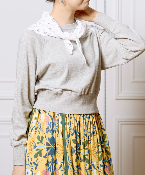 IENA LA BOUCLE(イエナラブークル)の「IENA LA BOUCLE ガーゼ裏毛プルオーバー(Tシャツ/カットソー・レディース・チャコールグレー/ホワイト・FREE)」の8枚目の写真