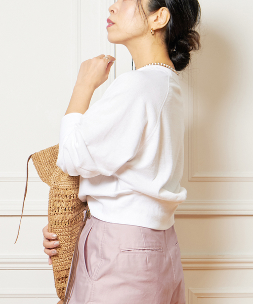 IENA LA BOUCLE(イエナラブークル)の「IENA LA BOUCLE ガーゼ裏毛プルオーバー(Tシャツ/カットソー・レディース・チャコールグレー/ホワイト・FREE)」の13枚目の写真