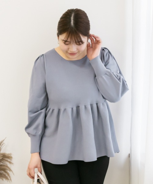 CLETTE（クレット）の「ペプラムニット（ニット/セーター・レディース・ピンク/ブラック/ブルー・LL/3L/4L）」の2枚目の写真