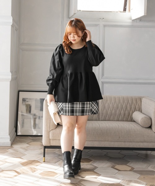 CLETTE（クレット）の「ペプラムニット（ニット/セーター・レディース・ピンク/ブラック/ブルー・LL/3L/4L）」の4枚目の写真