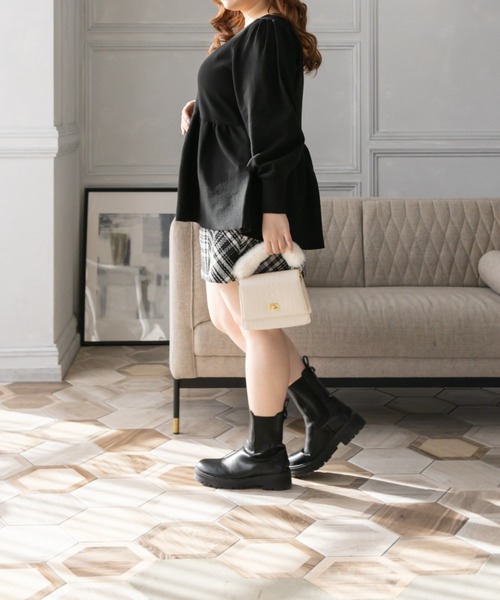 CLETTE（クレット）の「ペプラムニット（ニット/セーター・レディース・ピンク/ブラック/ブルー・LL/3L/4L）」の5枚目の写真