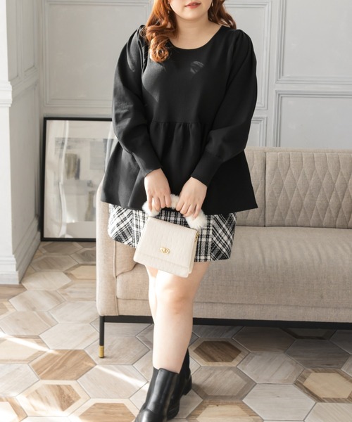 CLETTE（クレット）の「ペプラムニット（ニット/セーター・レディース・ピンク/ブラック/ブルー・LL/3L/4L）」の6枚目の写真