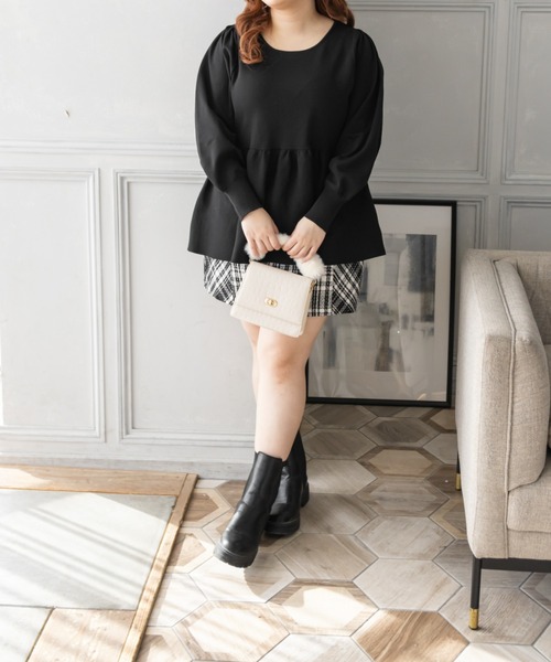 CLETTE（クレット）の「ペプラムニット（ニット/セーター・レディース・ピンク/ブラック/ブルー・LL/3L/4L）」の7枚目の写真