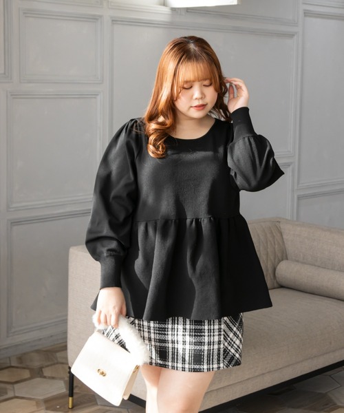 CLETTE（クレット）の「ペプラムニット（ニット/セーター・レディース・ピンク/ブラック/ブルー・LL/3L/4L）」の8枚目の写真