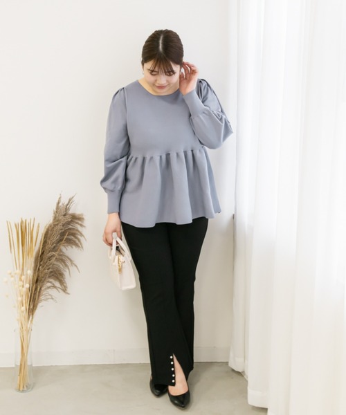 CLETTE（クレット）の「ペプラムニット（ニット/セーター・レディース・ピンク/ブラック/ブルー・LL/3L/4L）」の10枚目の写真
