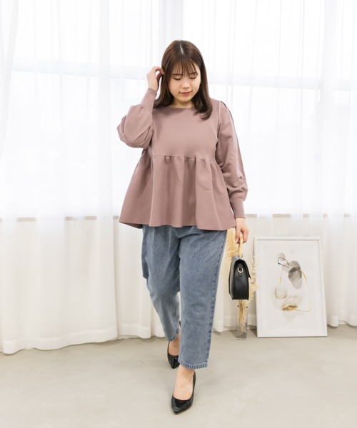 CLETTE（クレット）の「ペプラムニット（ニット/セーター・レディース・ピンク/ブラック/ブルー・LL/3L/4L）」の14枚目の写真