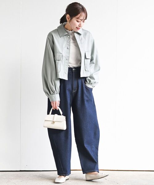 rps（アールピーエス）の「ＢＡＣＫレースアップショートジャケット（デニムジャケット・レディース・ブルー/ミント/アイボリー・フリー）」の12枚目の写真