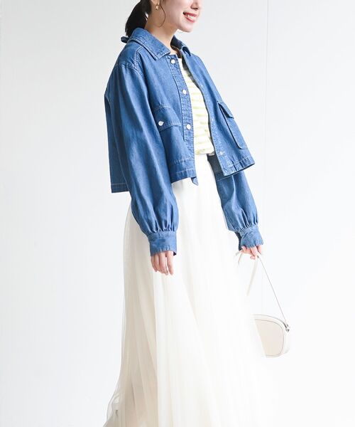 rps（アールピーエス）の「ＢＡＣＫレースアップショートジャケット（デニムジャケット・レディース・ブルー/ミント/アイボリー・フリー）」の21枚目の写真