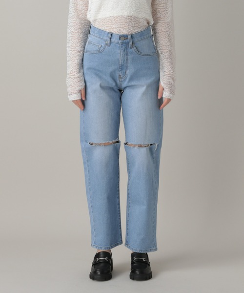 デニムスリットパンツ CALNAMUR ジーンズ デニム デニムパンツ DENIM LINE SLIT PANTS