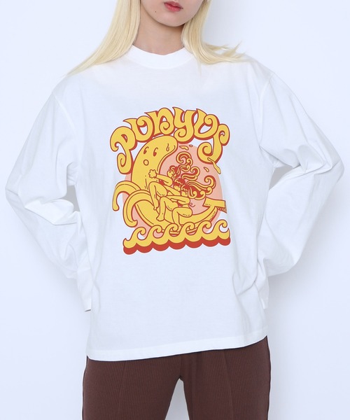 PUNYUS（プニュズ）の「BANANAロンＴ（Tシャツ/カットソー・レディース・ホワイト/スミクロ・1/2/3/4）」の2枚目の写真