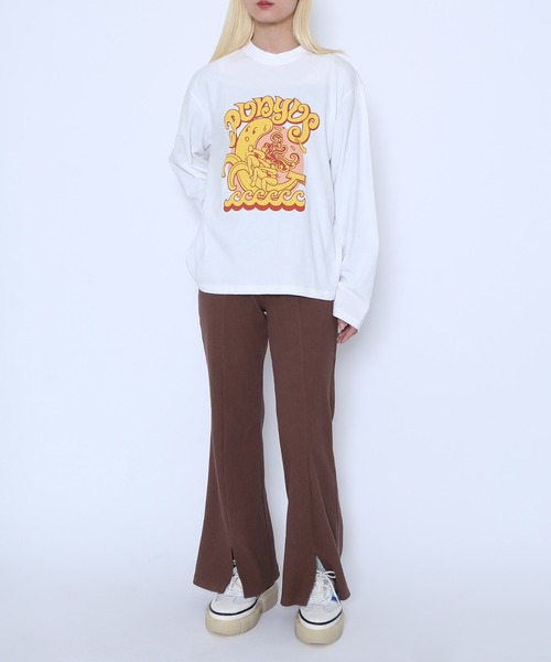 PUNYUS（プニュズ）の「BANANAロンＴ（Tシャツ/カットソー・レディース・ホワイト/スミクロ・1/2/3/4）」の4枚目の写真