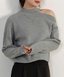DAY CLOSET（デイ クローゼット）の「レディース 長袖アシメオープンショルダーリブニットトップス（ニット/セーター・レディース）」