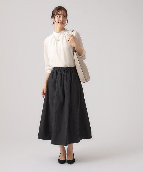 DRESKIP（ドレスキップ）の「◆女性らしいボリューム感 ギャザースカート（スカート・レディース・ブラック/ライトオレンジ系/ホワイト系4・04/03/02）」の7枚目の写真