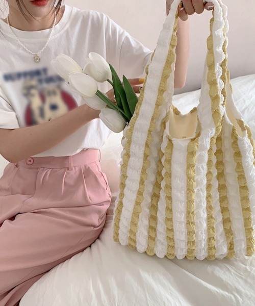 Miniministore(ミニミニストア)の「トートバッグ ポップコーン軽量バッグ(ハンドバッグ・レディース・イエロー/ピンク/ブルー・FREE)」の3枚目の写真