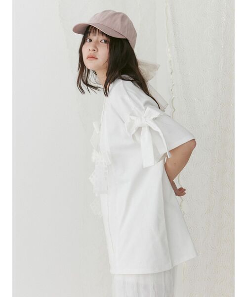 merry jenny（メリージェニー）の「ピンタックリボンBig Tee（Tシャツ/カットソー・レディース・オフホワイト/ブルー/ブラック/ピンク・FREE）」の11枚目の写真