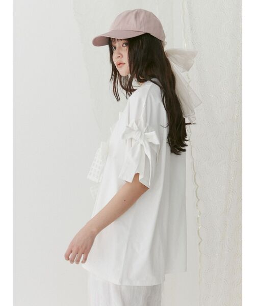 merry jenny（メリージェニー）の「ピンタックリボンBig Tee（Tシャツ/カットソー・レディース・オフホワイト/ブルー/ブラック/ピンク・FREE）」の12枚目の写真