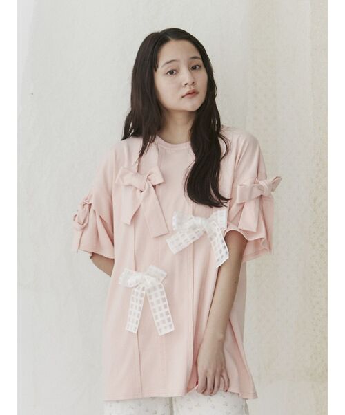 merry jenny（メリージェニー）の「ピンタックリボンBig Tee（Tシャツ/カットソー・レディース・オフホワイト/ブルー/ブラック/ピンク・FREE）」の17枚目の写真