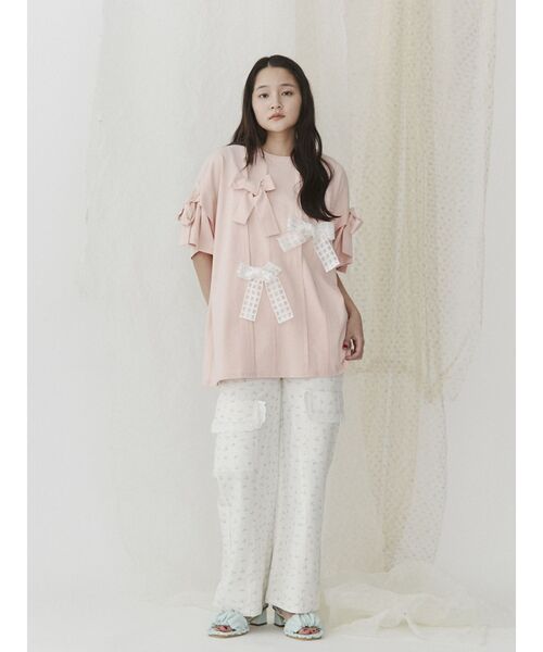 merry jenny（メリージェニー）の「ピンタックリボンBig Tee（Tシャツ/カットソー・レディース・オフホワイト/ブルー/ブラック/ピンク・FREE）」の19枚目の写真