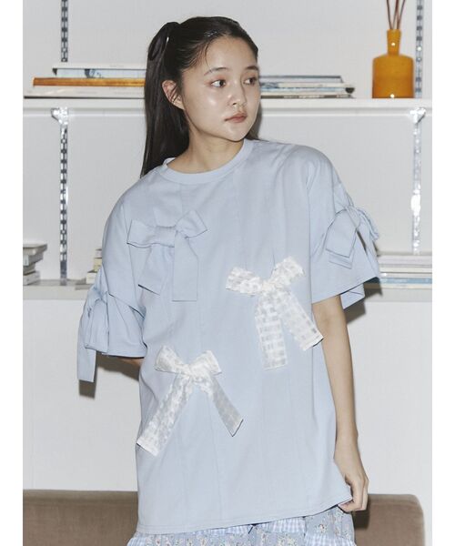 merry jenny（メリージェニー）の「ピンタックリボンBig Tee（Tシャツ/カットソー・レディース・オフホワイト/ブルー/ブラック/ピンク・FREE）」の21枚目の写真