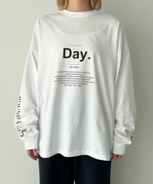 CANAL JEAN（キャナルジーン）の「1975 TOKYO　Day.ロンT（Tシャツ/カットソー・レディース・ホワイト/ブラック・MEDIUM/LARGE）」の16枚目の写真