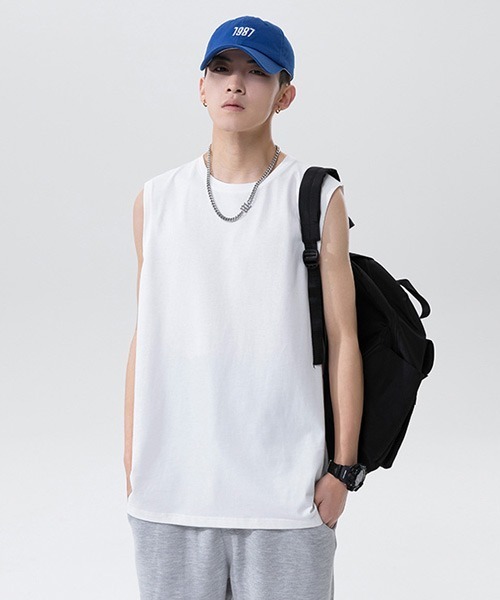 Ressaca(レサーカ)の「オーバーサイズ ノースリーブTシャツ(Tシャツ/カットソー・メンズ・チャコールグレー/ピンク/ブルー/ホワイト/エメラルド/ブラック・XL/L/M/S)」の2枚目の写真