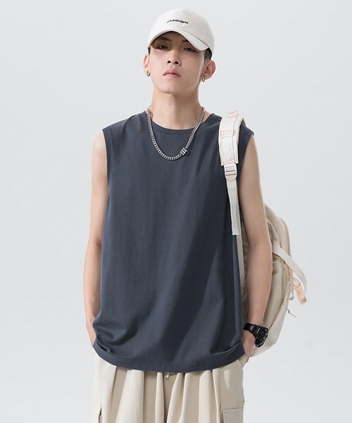 Ressaca(レサーカ)の「オーバーサイズ ノースリーブTシャツ(Tシャツ/カットソー・メンズ・チャコールグレー/ピンク/ブルー/ホワイト/エメラルド/ブラック・XL/L/M/S)」の4枚目の写真