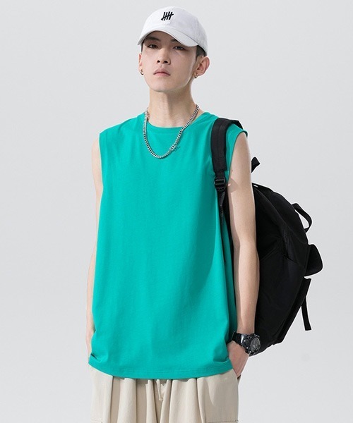 Ressaca(レサーカ)の「オーバーサイズ ノースリーブTシャツ(Tシャツ/カットソー・メンズ・チャコールグレー/ピンク/ブルー/ホワイト/エメラルド/ブラック・XL/L/M/S)」の5枚目の写真