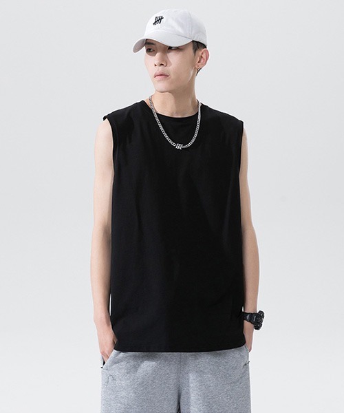 Ressaca(レサーカ)の「オーバーサイズ ノースリーブTシャツ(Tシャツ/カットソー・メンズ・チャコールグレー/ピンク/ブルー/ホワイト/エメラルド/ブラック・XL/L/M/S)」の3枚目の写真