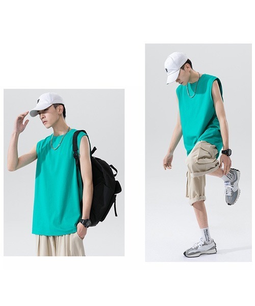 Ressaca(レサーカ)の「オーバーサイズ ノースリーブTシャツ(Tシャツ/カットソー・メンズ・チャコールグレー/ピンク/ブルー/ホワイト/エメラルド/ブラック・XL/L/M/S)」の21枚目の写真