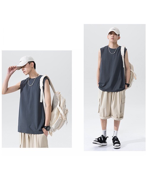 Ressaca(レサーカ)の「オーバーサイズ ノースリーブTシャツ(Tシャツ/カットソー・メンズ・チャコールグレー/ピンク/ブルー/ホワイト/エメラルド/ブラック・XL/L/M/S)」の13枚目の写真
