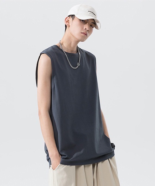 Ressaca(レサーカ)の「オーバーサイズ ノースリーブTシャツ(Tシャツ/カットソー・メンズ・チャコールグレー/ピンク/ブルー/ホワイト/エメラルド/ブラック・XL/L/M/S)」の11枚目の写真
