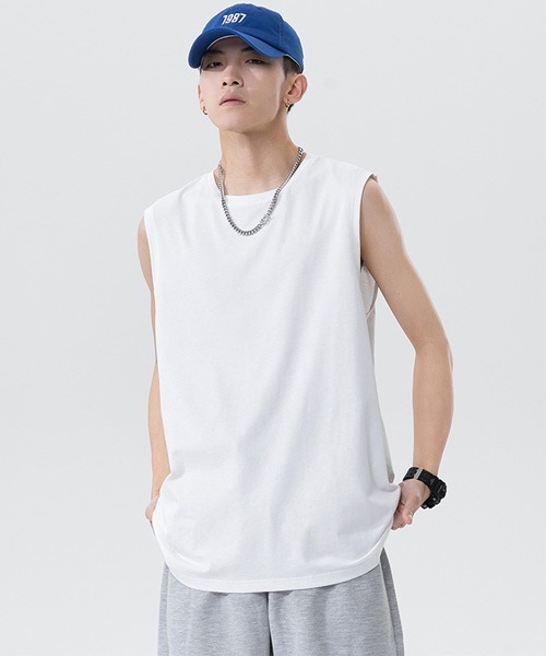 Ressaca(レサーカ)の「オーバーサイズ ノースリーブTシャツ(Tシャツ/カットソー・メンズ・チャコールグレー/ピンク/ブルー/ホワイト/エメラルド/ブラック・XL/L/M/S)」の10枚目の写真