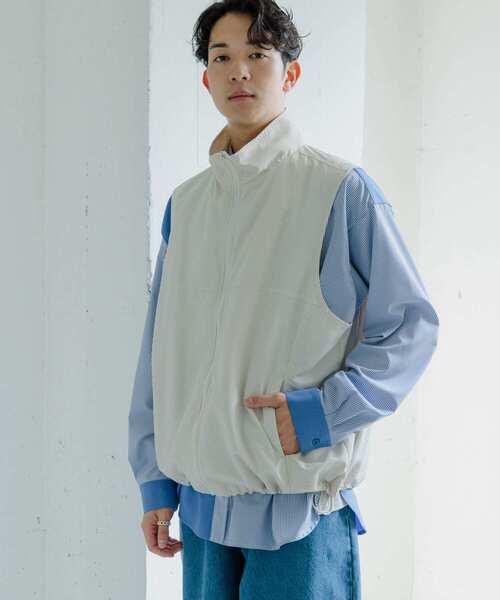 SENSE OF PLACE by URBAN RESEARCH（センスオブプレイスバイアーバンリサーチ）の「トラックナイロンベスト（ベスト・メンズ・ブラック/アイボリー・LARGE/MEDIUM）」の18枚目の写真