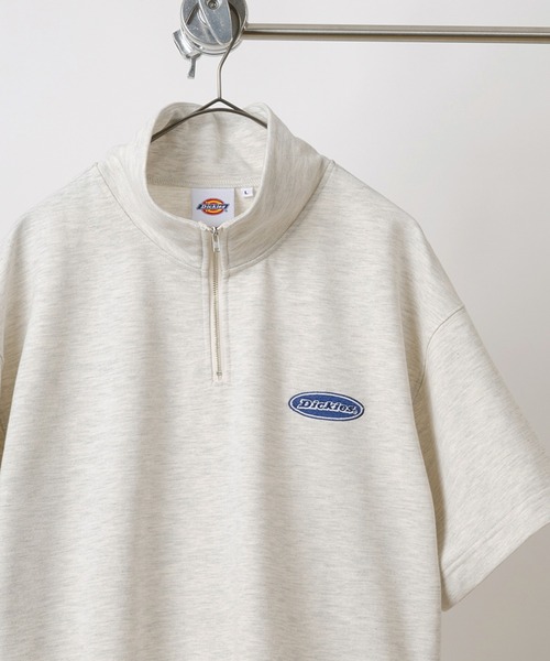Dickies(ディッキーズ)の「【0】【Dickies/ディッキーズ】半袖ハーフジップ スウェット オーバルロゴ刺繍&ピスネーム ワンポイントカットソー /ビッグシルエット(スウェット・メンズ・ネイビー/ブラック/グレー/オートミール・L/M)」の3枚目の写真