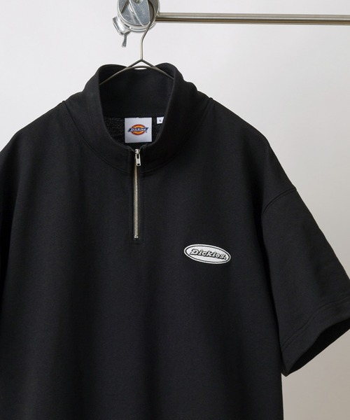 Dickies(ディッキーズ)の「【0】【Dickies/ディッキーズ】半袖ハーフジップ スウェット オーバルロゴ刺繍&ピスネーム ワンポイントカットソー /ビッグシルエット(スウェット・メンズ・ネイビー/ブラック/グレー/オートミール・L/M)」の2枚目の写真