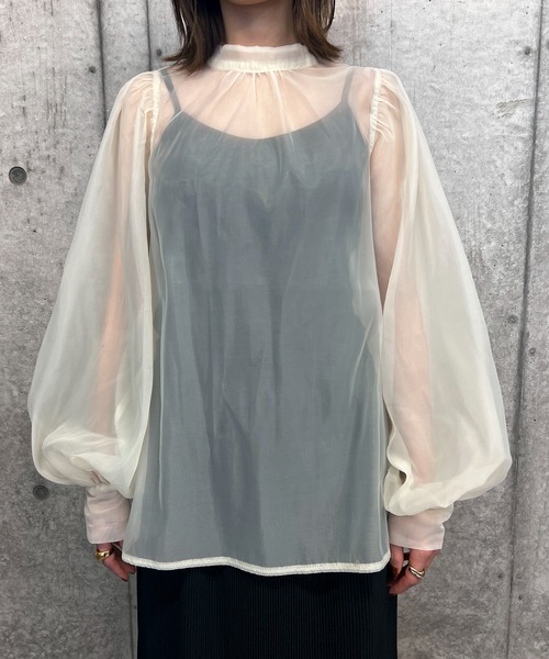 byYOUANCE（バイユアンス）の「オーガンジーボリュームスリーブブラウス（シャツ/ブラウス・レディース・ブラウン/グレー/ホワイト・FREE）」の9枚目の写真