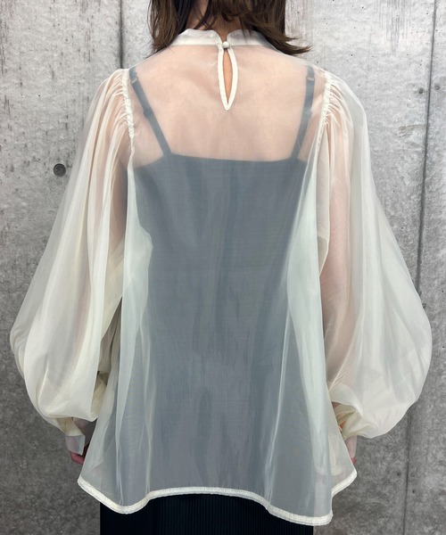 byYOUANCE（バイユアンス）の「オーガンジーボリュームスリーブブラウス（シャツ/ブラウス・レディース・ブラウン/グレー/ホワイト・FREE）」の10枚目の写真