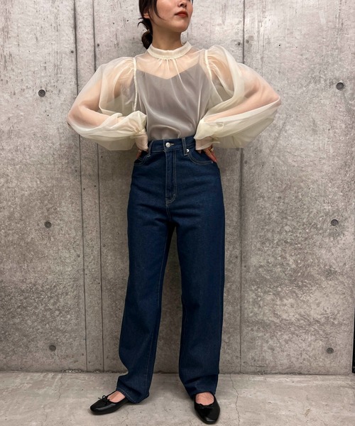 byYOUANCE（バイユアンス）の「オーガンジーボリュームスリーブブラウス（シャツ/ブラウス・レディース・ブラウン/グレー/ホワイト・FREE）」の5枚目の写真