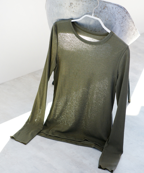 EMILY WEEK(エミリーウィーク)の「《追加》パウダリーコットンプルオーバー(Tシャツ/カットソー・レディース・カーキ/ホワイト・FREE)」の2枚目の写真