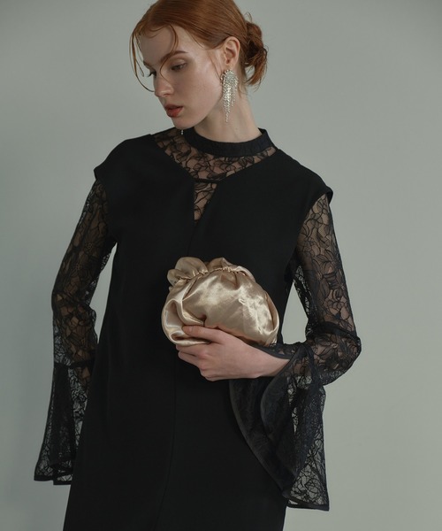セール】ベルスリーブスリットドレス / bell sleeve slit dress