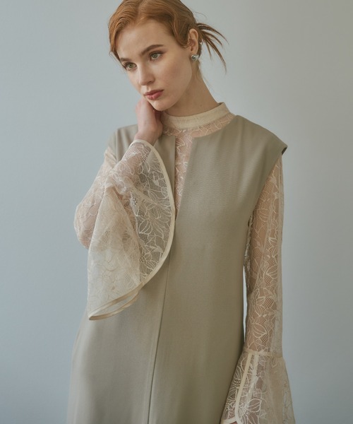 セール】ベルスリーブスリットドレス / bell sleeve slit dress