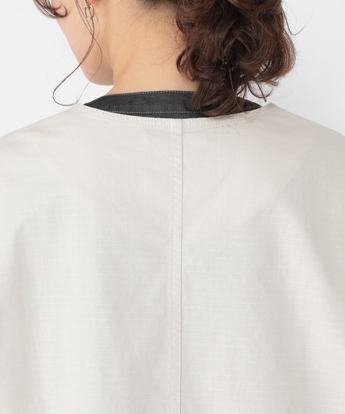 studio CLIP(スタディオクリップ)の「リップストップノーカラージャケット(ノーカラージャケット・レディース・アイボリー/ベージュ/カーキ・FREE)」の10枚目の写真