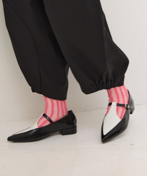 manana suerte（マニャーナスエルテ）の「デザインストライプソックス（ソックス/靴下・レディース・グリーン/ピンク/ブラック・FREE）」の5枚目の写真