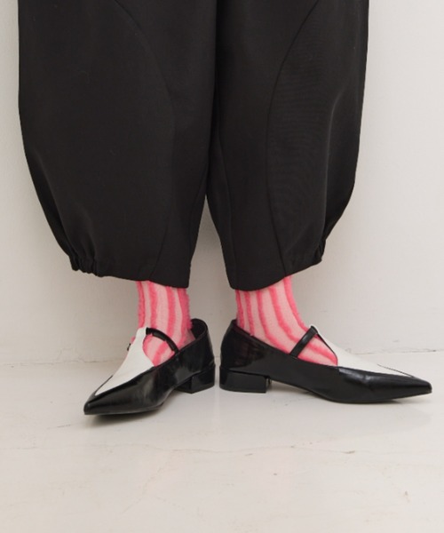 manana suerte（マニャーナスエルテ）の「デザインストライプソックス（ソックス/靴下・レディース・グリーン/ピンク/ブラック・FREE）」の4枚目の写真