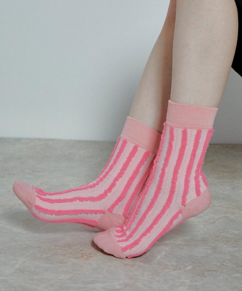 manana suerte（マニャーナスエルテ）の「デザインストライプソックス（ソックス/靴下・レディース・グリーン/ピンク/ブラック・FREE）」の14枚目の写真