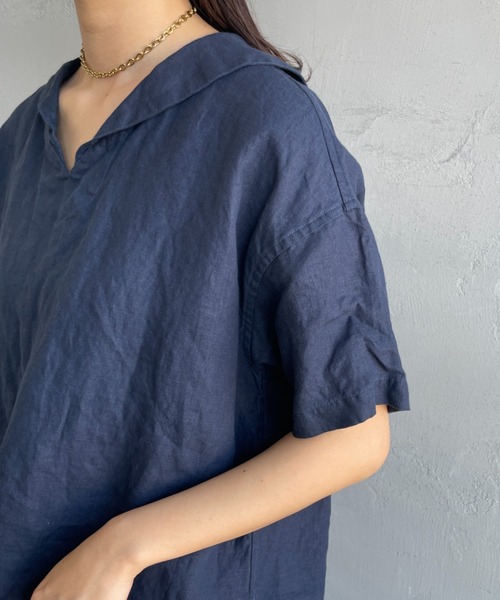 ORCIVAL（オーシバル）の「[ORCIVAL/オーシバル] セーラーカラー プルオーバーリネンシャツ（シャツ/ブラウス・レディース・オフホワイト/ネイビー・1）」の6枚目の写真