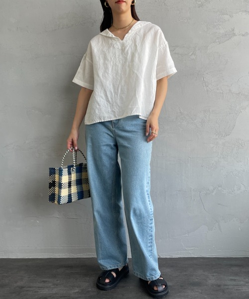 ORCIVAL（オーシバル）の「[ORCIVAL/オーシバル] セーラーカラー プルオーバーリネンシャツ（シャツ/ブラウス・レディース・オフホワイト/ネイビー・1）」の21枚目の写真