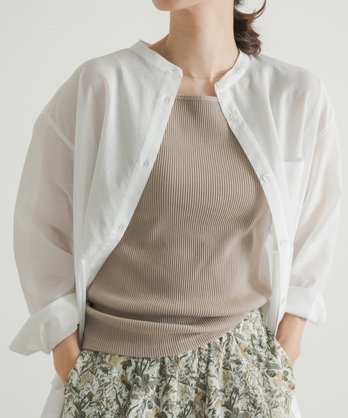 URBAN RESEARCH DOORS(アーバンリサーチドアーズ)の「針抜きテレコスクエアタンク(タンクトップ・レディース・ベージュ/アイボリー/ブラック・MEDIUM)」の1枚目の写真